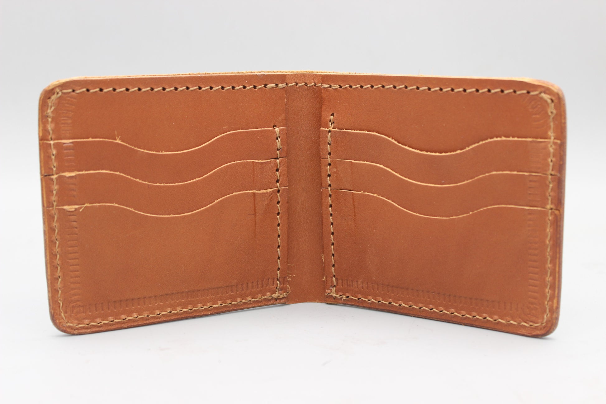 Brown Bi-fold wallet For Men. Six Card Slots and One Cash Compartment